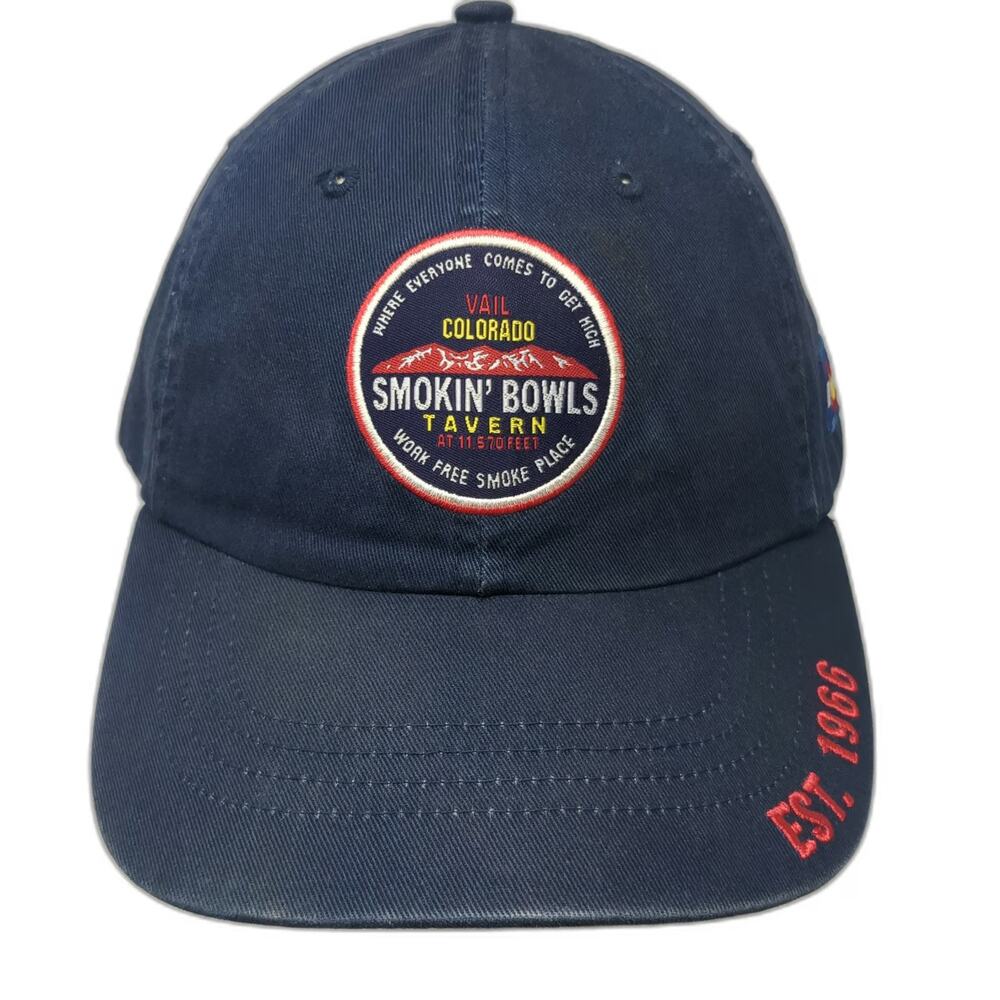 AMP Smokin' Bowls Tavern Vail Colorado Baseball Cap Blue One Size Hat EST 1966